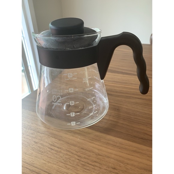 Hario 5 Cup 24 Oz. Coffee Maker Part, Glass Carafe & Lid Black Server 02 VCS-02 - Picture 1 of 5